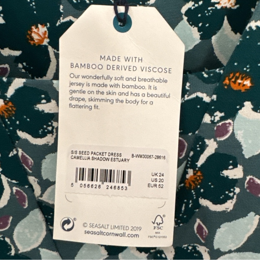 Seasalt Cornwall Seed Packet Floral Green Dress NWT US 20 - Picture 3 of 4